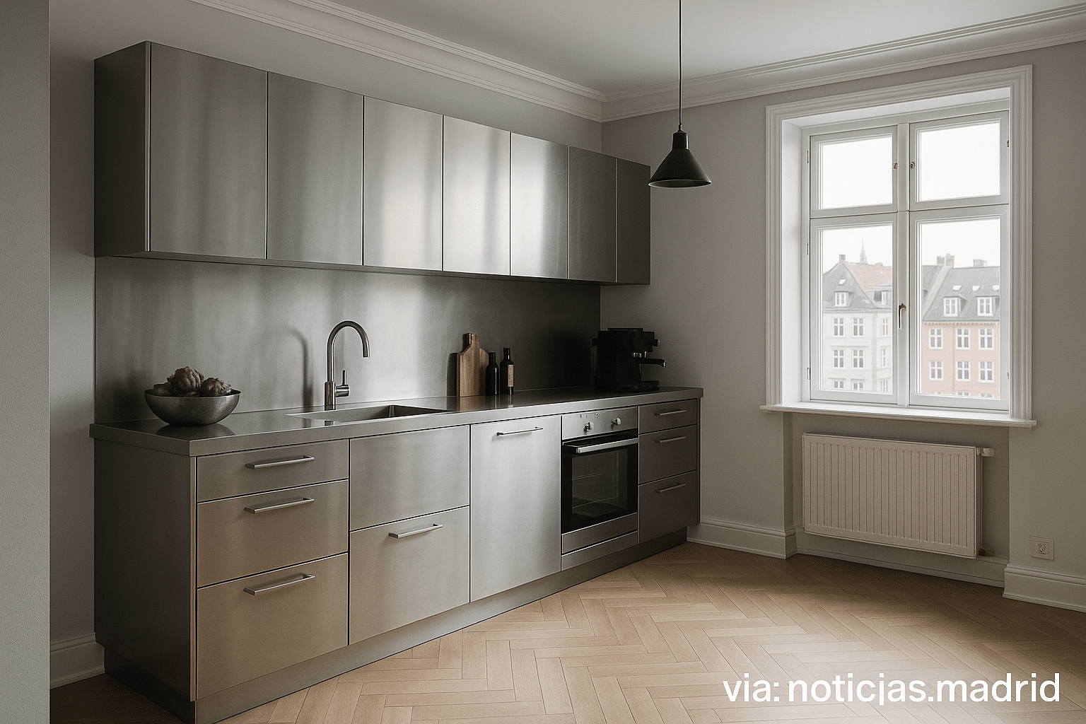 La Elegancia Moderna de una Cocina de Acero Inoxidable en el Alma de Copenhague