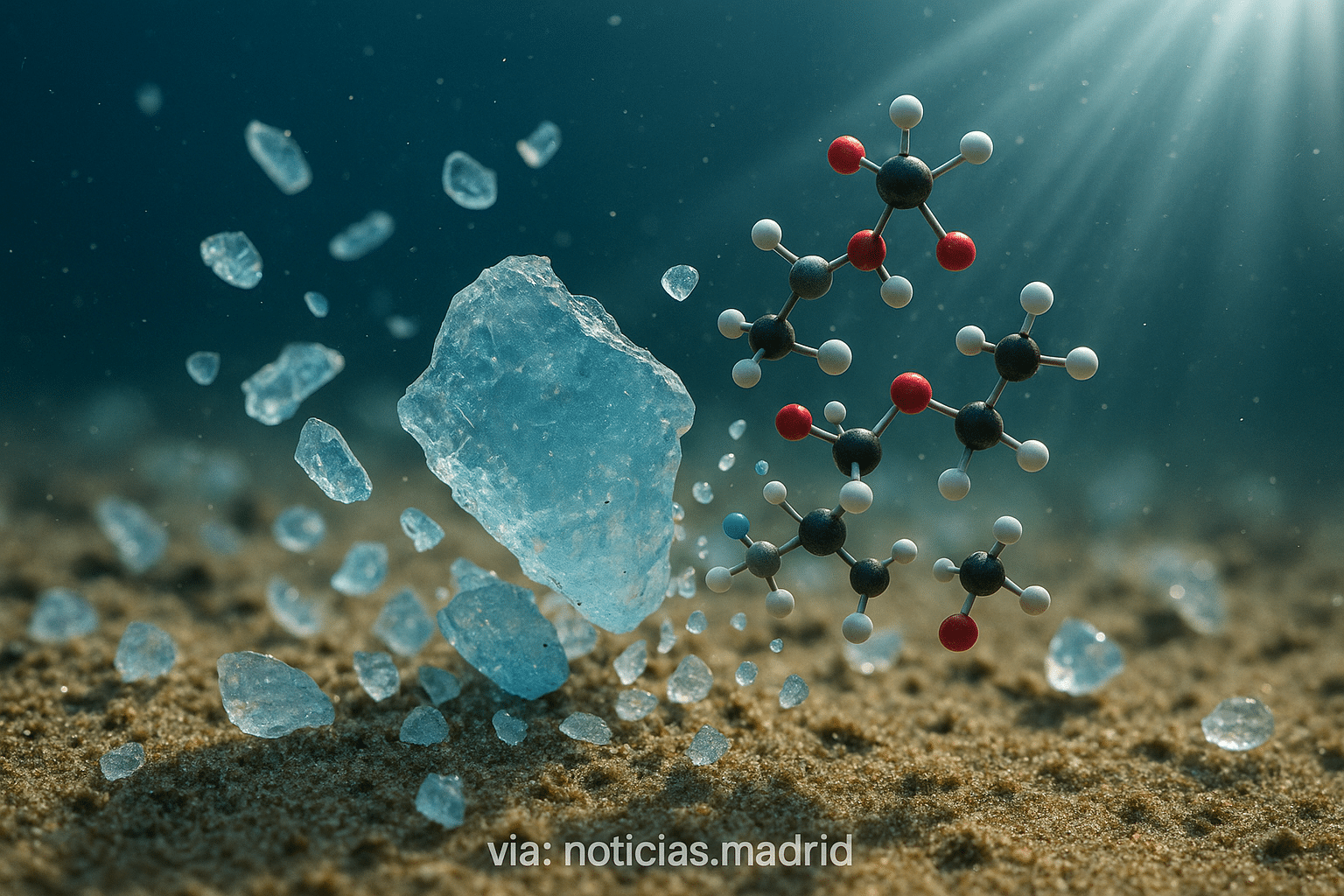 La formación de nuevas moléculas químicas por microplásticos bajo la influencia de la luz solar