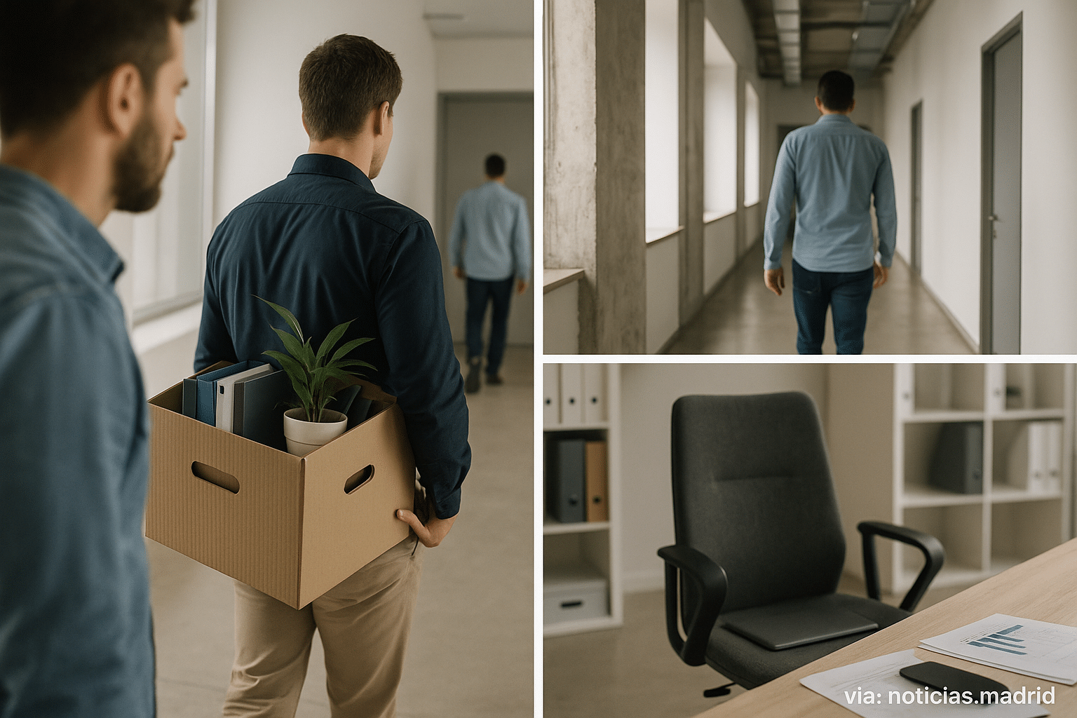 Un empleado de oficina muestra