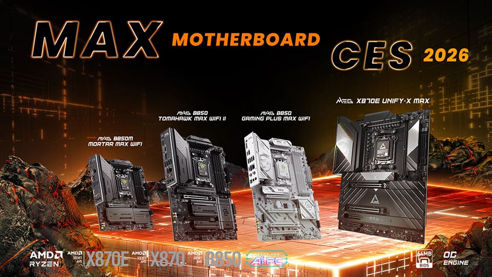 MSI Revoluciona el Mundo del PC con su Ecosistema de Montaje en CES 2026: Presentan Placas AM5 MAX, Conector 12V-2×6 con Protección Activa y Refrigeración Innovadora con OLED Curvo