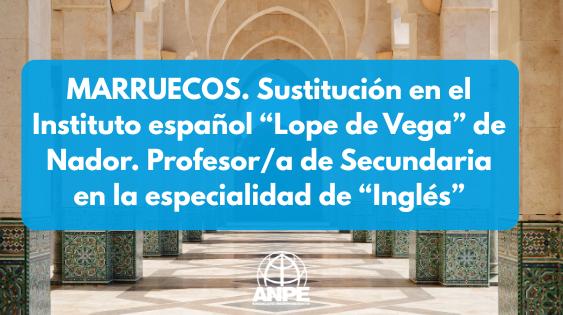 Nuevo Profesor de Inglés en el Instituto Español Lope de Vega de Nador