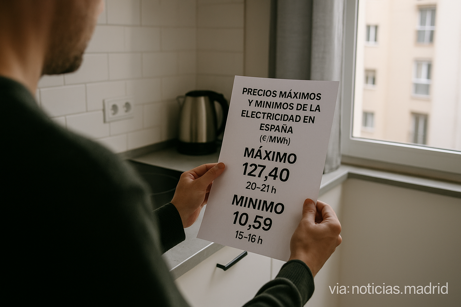 Precios máximos y mínimos de la electricidad en España para este jueves