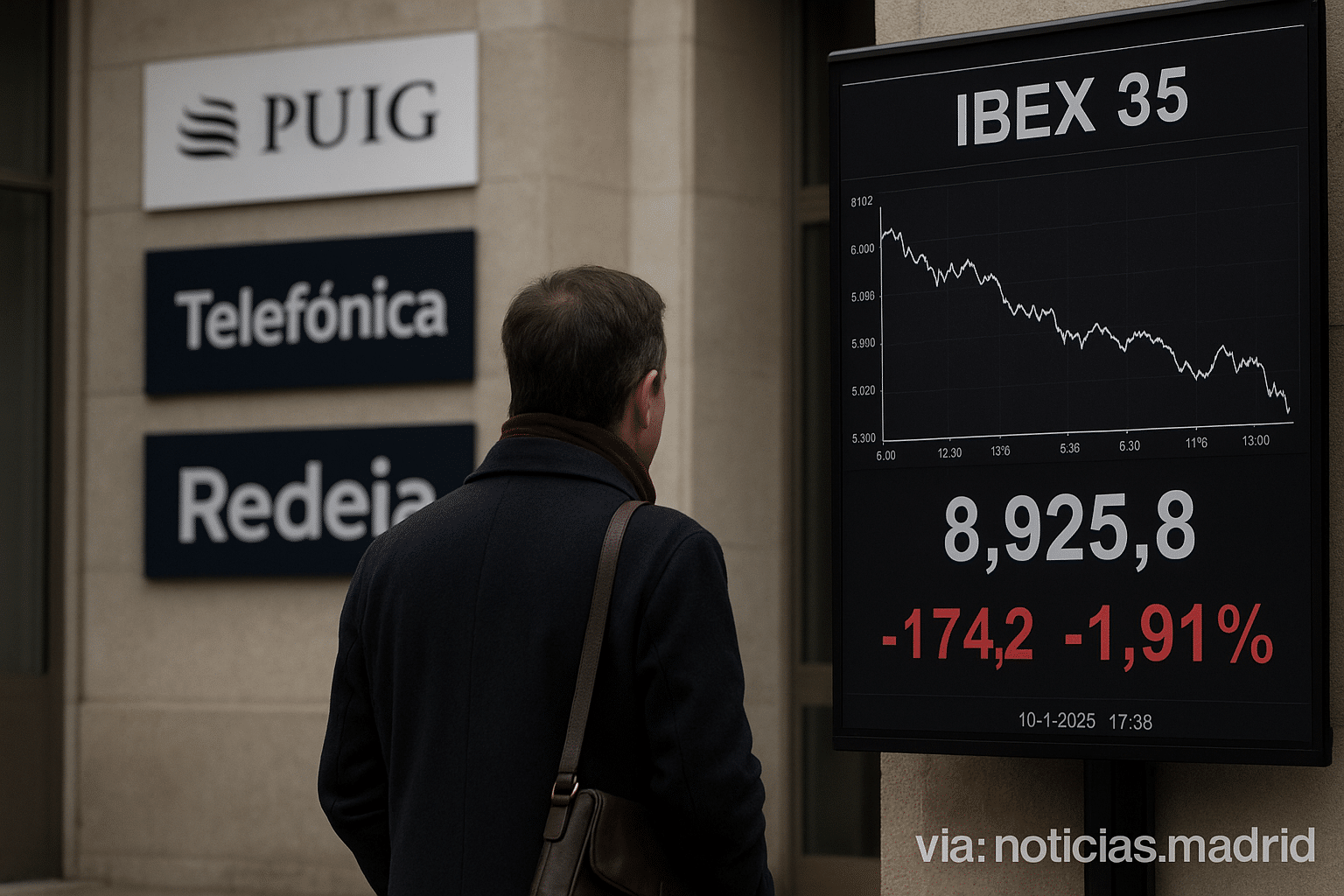 Razones detrás de la caída de Puig, Telefónica y Redeia en 2025: los rezagados del Ibex 35 en medio de una década bursátil sin precedentes