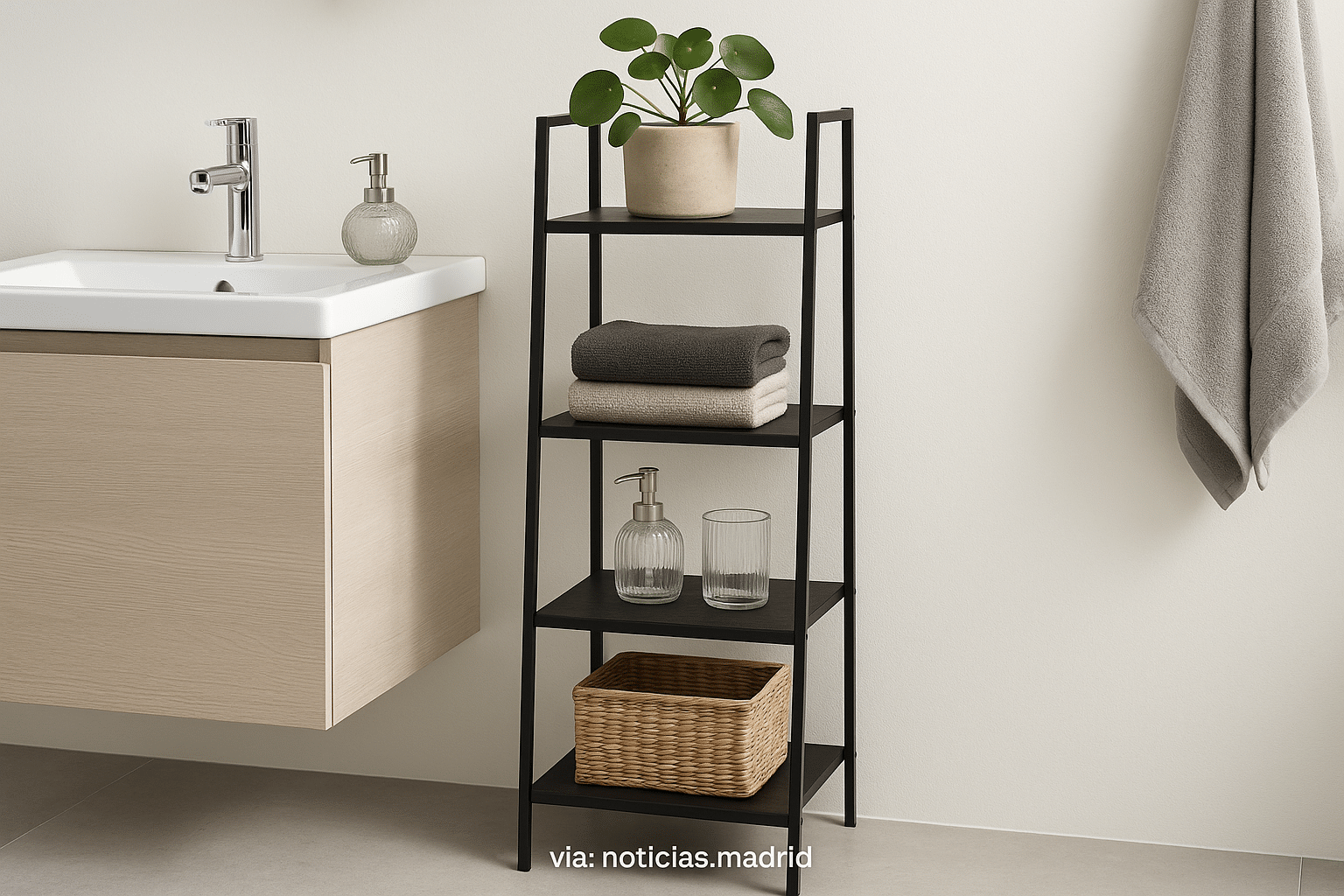 Renueva tu baño con la elegante estantería de diseño de JYSK por solo 15 euros