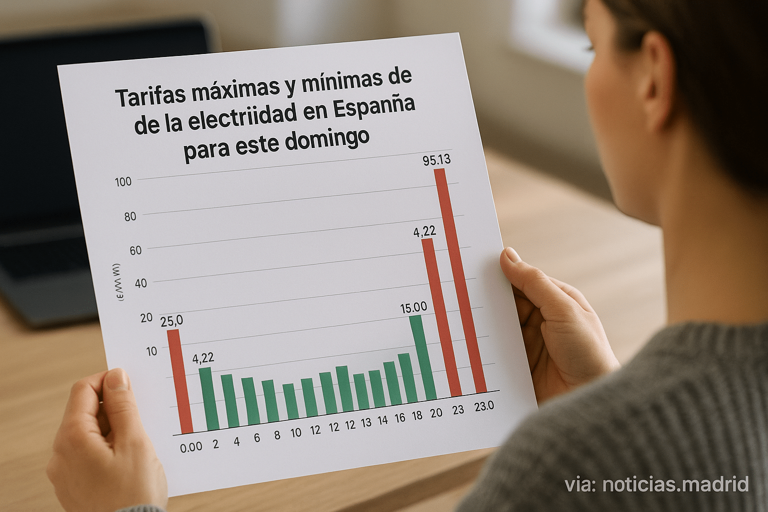 Tarifas máximas y mínimas de la electricidad en España para este domingo