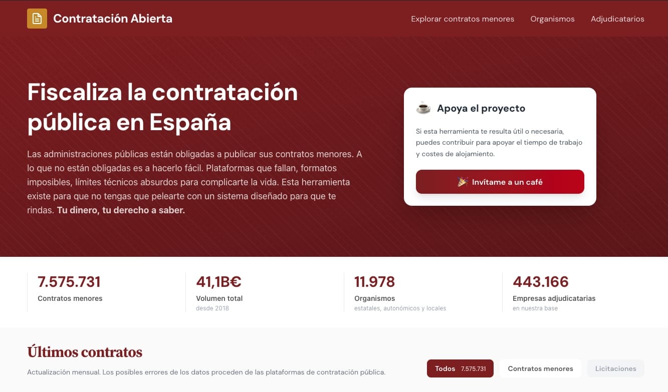 Contratación Abierta: una nueva web para “fiscalizar” los contratos menores y hacer legible lo que ya era público