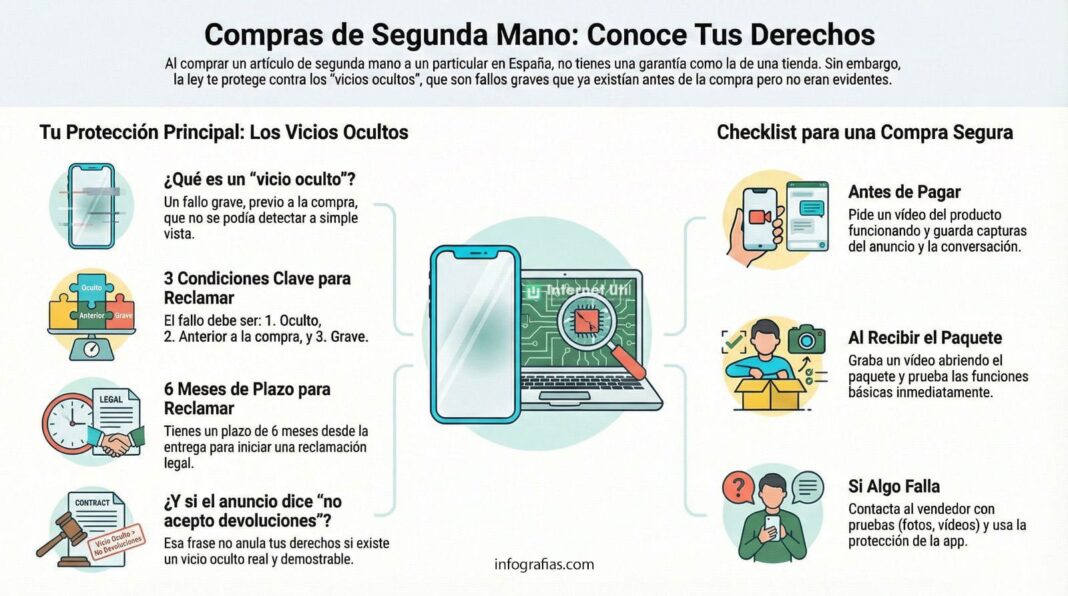 Comprar tecnología de segunda mano en Wallapop o Vinted: qué “garantía” existe cuando el vendedor es un particular 1 derechos compras segunda mano
