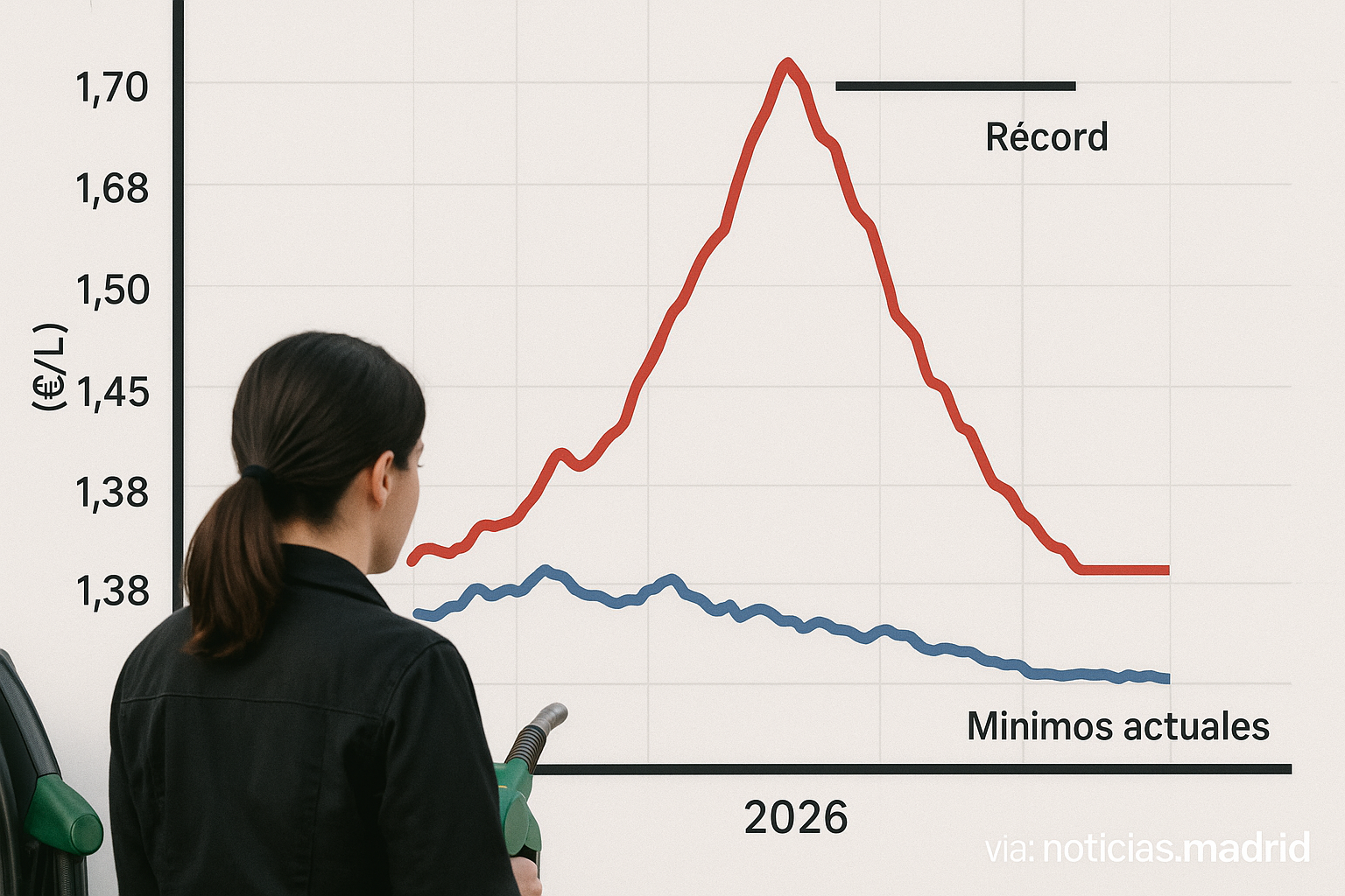 Evolución del precio de la gasolina en España en 2026: tarifas récord y mínimos actuales