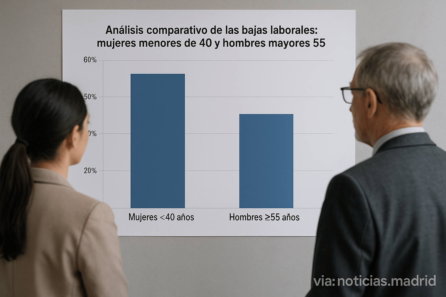 Análisis comparativo de las bajas laborales: mujeres menores de 40 y hombres mayores de 55, quienes solicitan más permisos y mantienen ausencias más prolongadas