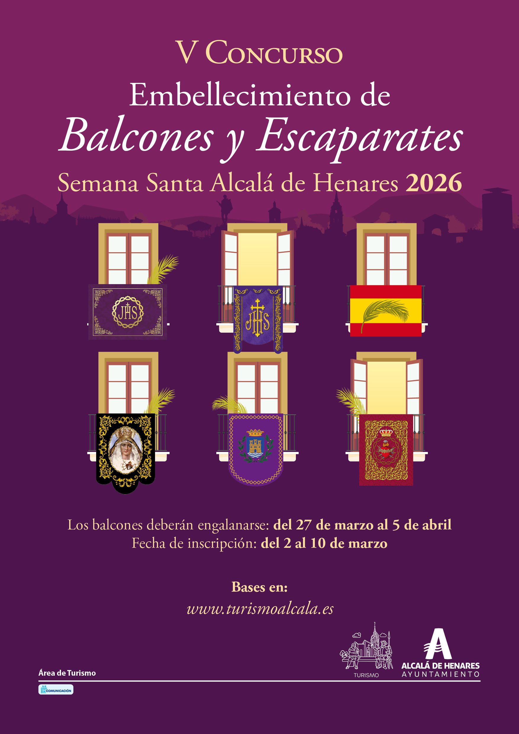 Convocatoria Abierta para el V Concurso de Embellecimiento de Balcones y Escaparates en Semana Santa 2026 en Alcalá