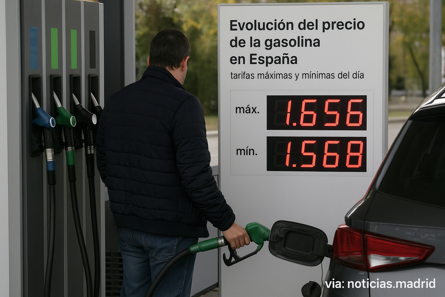 Evolución del precio de la gasolina en España: tarifas máximas y mínimas del día
