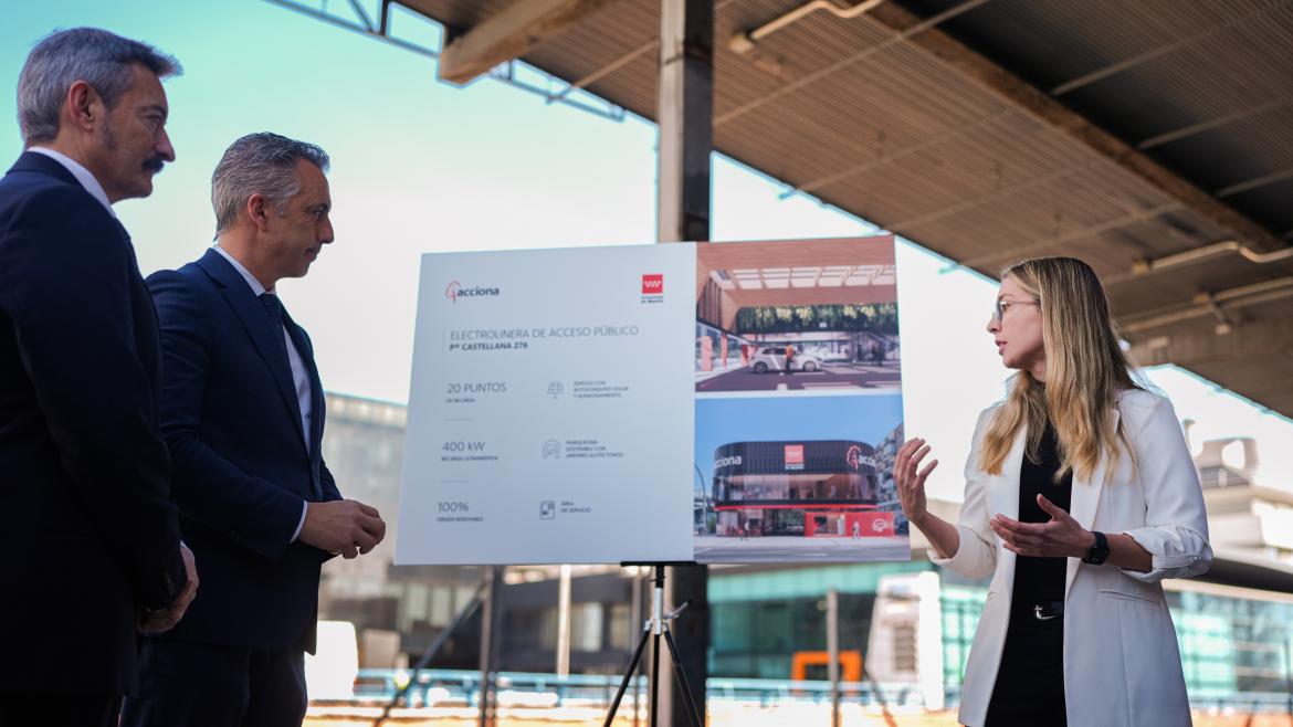 Inauguración de la mayor electrolinera verde dentro de la M-30 por la Comunidad de Madrid