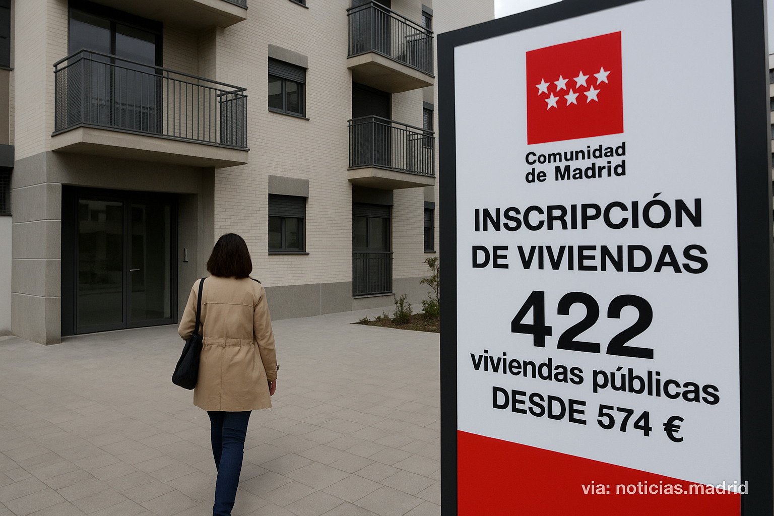 Inicio del plazo de inscripción para 422 viviendas públicas desde 574 € en la Comunidad de Madrid este martes