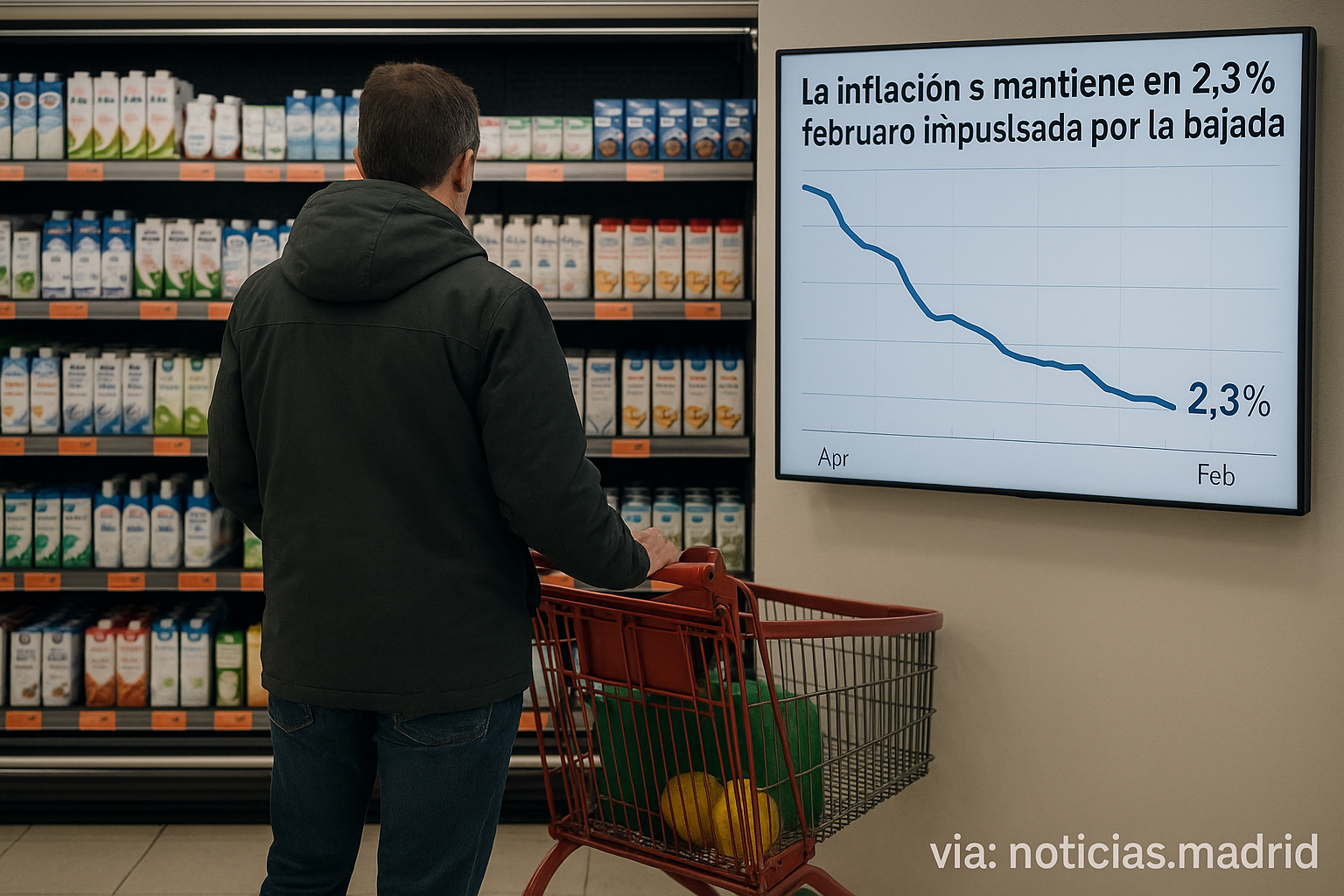 La inflación se mantiene en 2,3% en febrero impulsada por la bajada en los costos de la electricidad