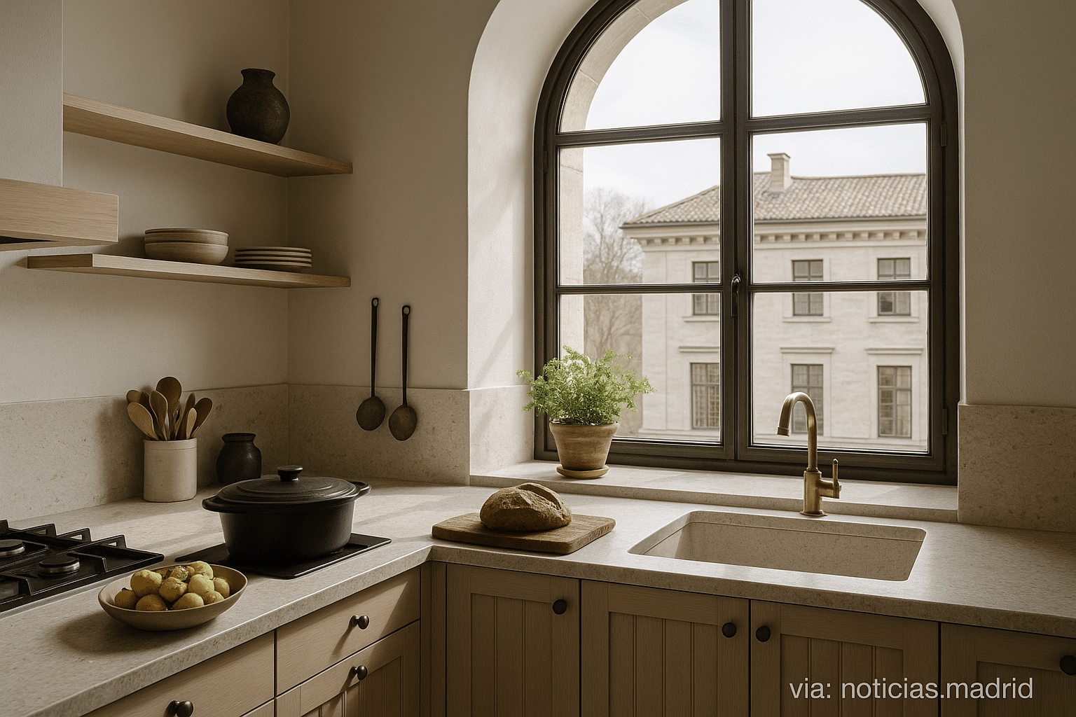 La magia de la cocina nórdica con ventana en arco