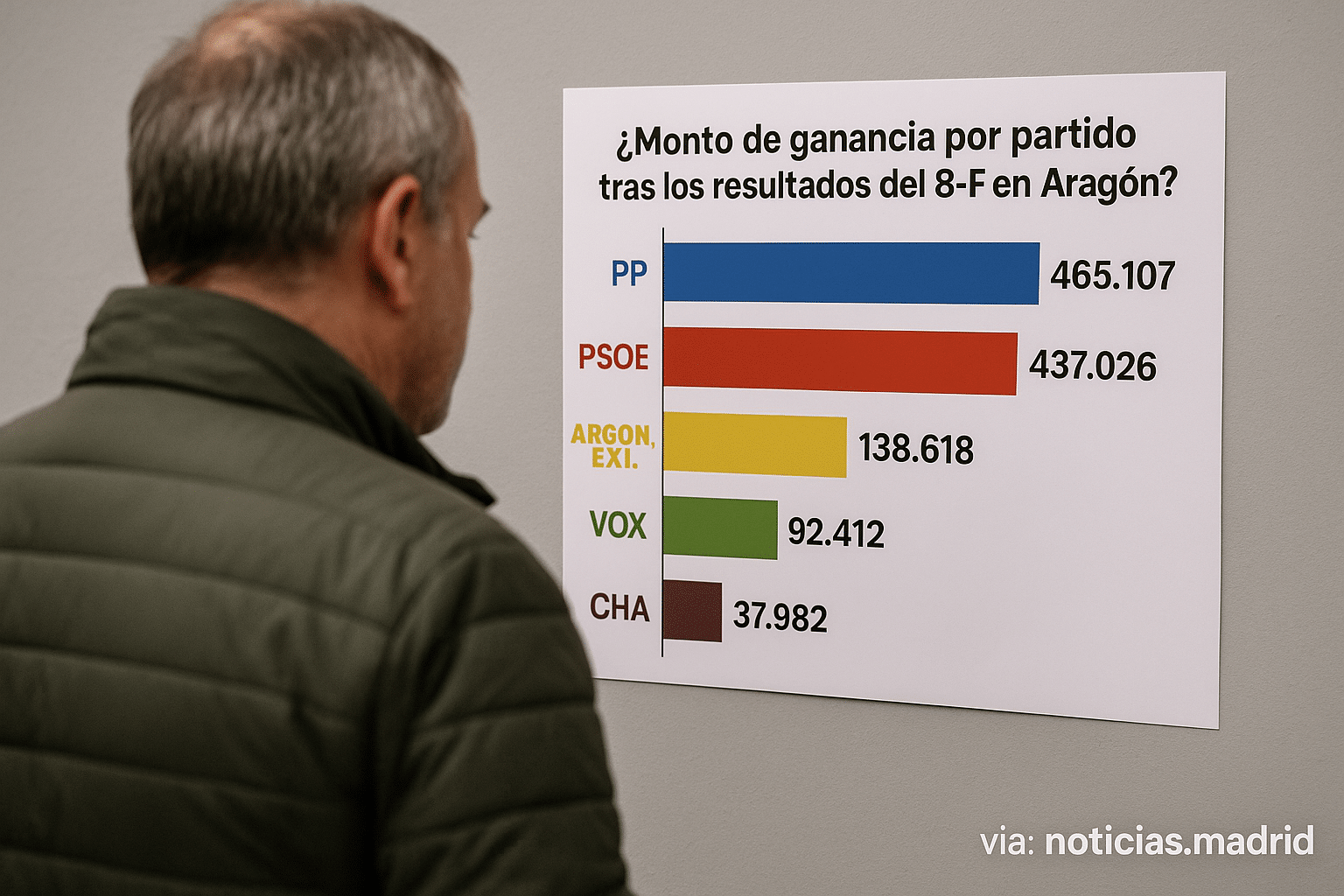 ¿Monto de ganancia por partido tras los resultados del 8-F en Aragón?