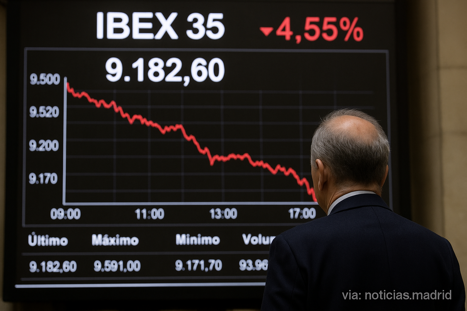 El IBEX 35 sufre fuerte caída del 4,55% y cancela sus avances anuales por el impacto de la crisis en Oriente Medio