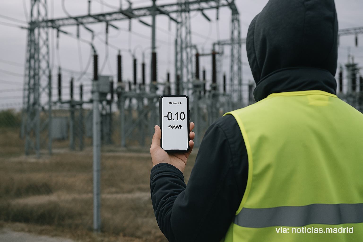 El precio mayorista de la electricidad cae un 32% para este jueves y alcanza niveles negativos