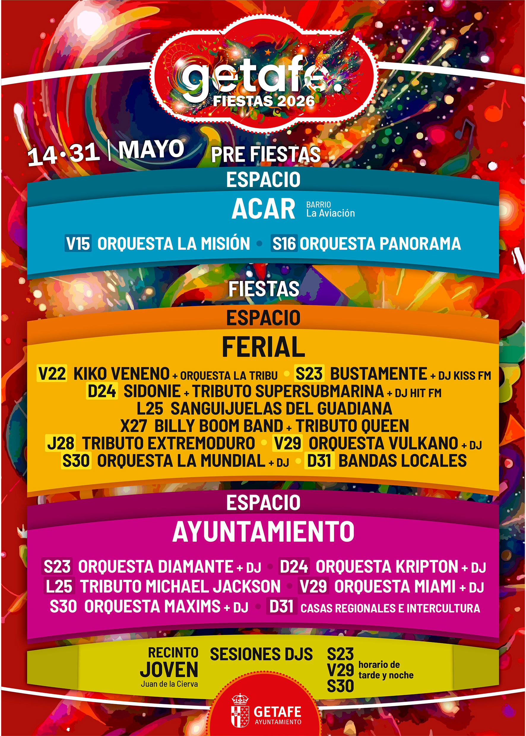 Kiko Veneno, Bustamante, Sidonie, Orquesta Panorama y Sanguijuelas del Guadiana Encienden las Fiestas de Getafe