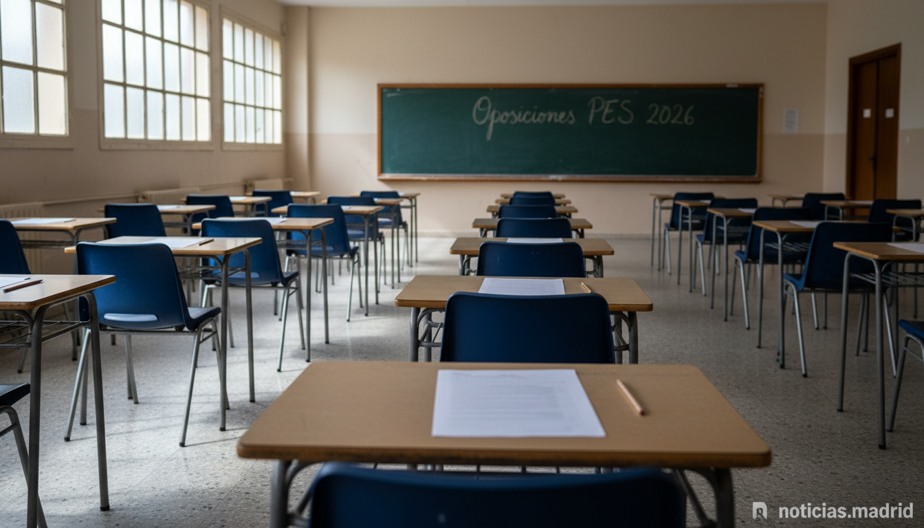 Aula de examen preparada para las oposiciones PES de Castilla y León 2026