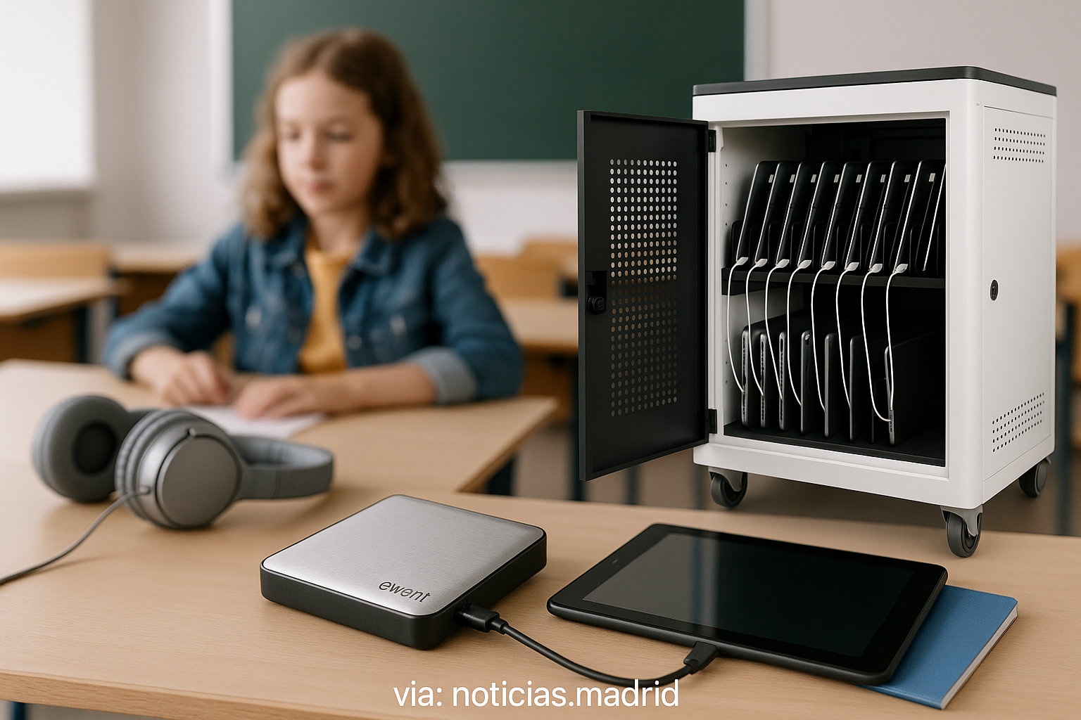 Ewent lanza carros de carga para dispositivos en las aulas