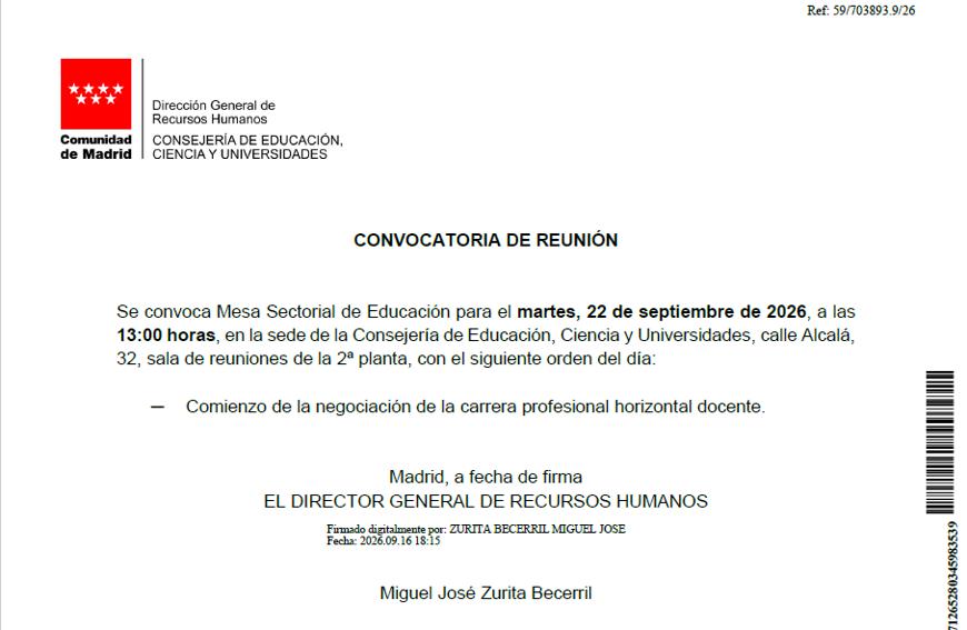Anuncio de Nueva Reunión de la Mesa Sectorial para Tratar Temas Clave