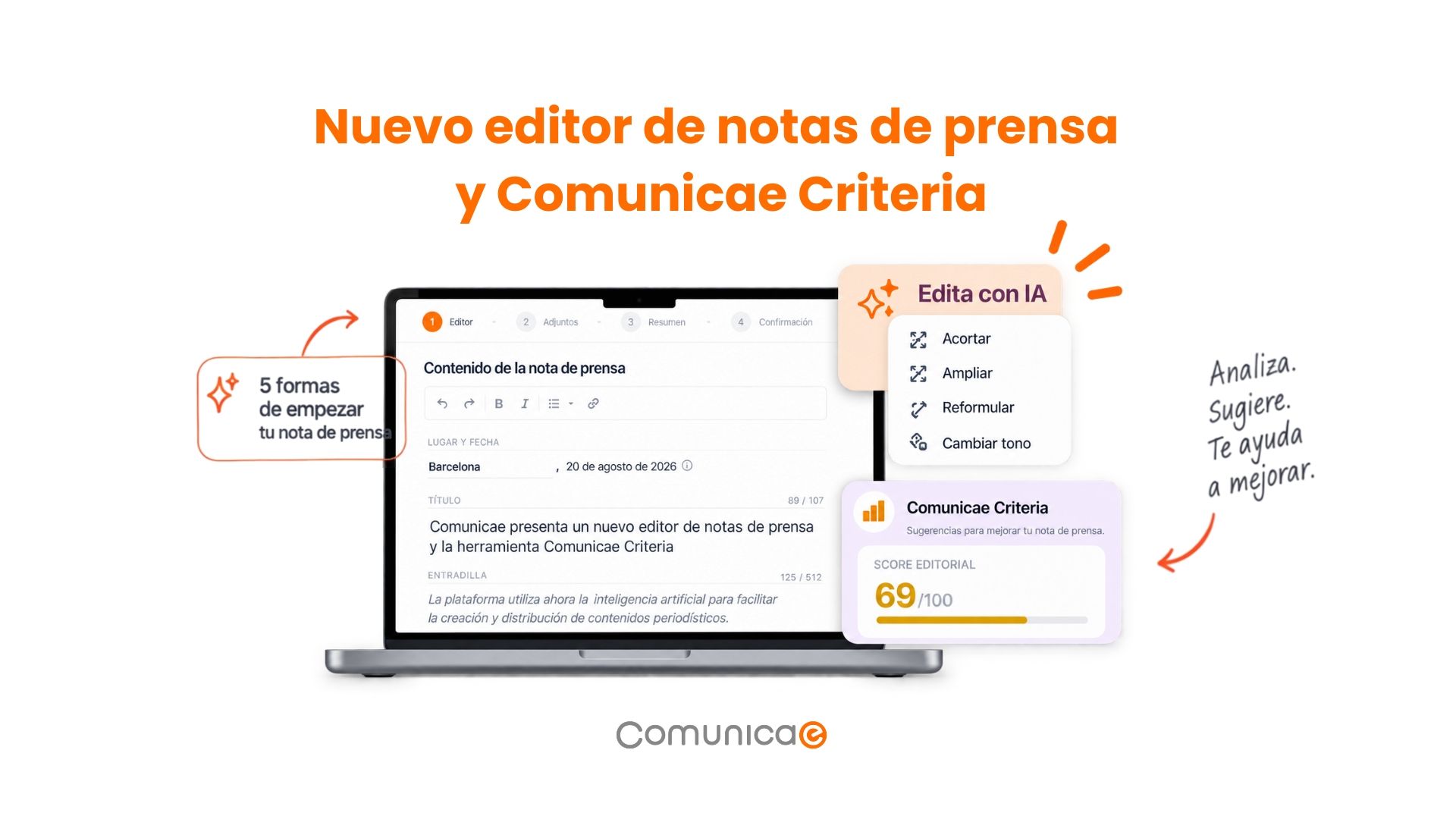 Comunicae Revoluciona la Redacción con su Innovador Editor de Notas de Prensa y la Herramienta Comunicae Criteria