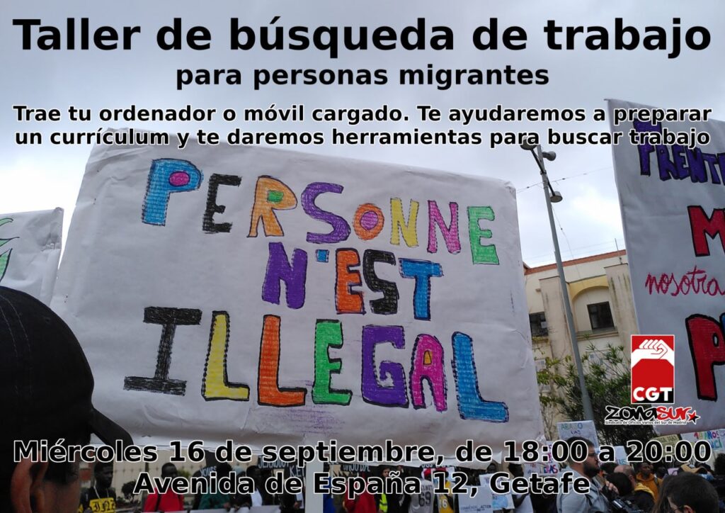 CGT Zona Sur organiza un taller de empleo para migrantes en Getafe