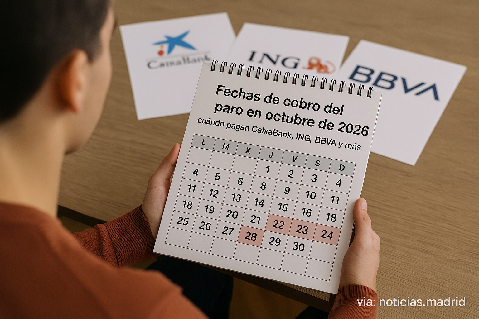 Fechas de cobro del paro en octubre de 2026: cuándo pagan CaixaBank, ING, BBVA y más